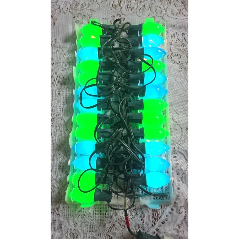 Kodak Color of Christmas 25 Light Outdoor Set C9 Blue & Green Bulbs Vintage 1991